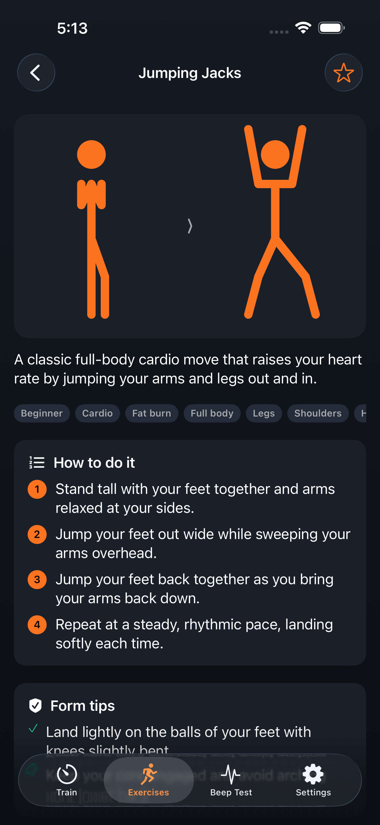 Exercise guide with step-by-step instructions