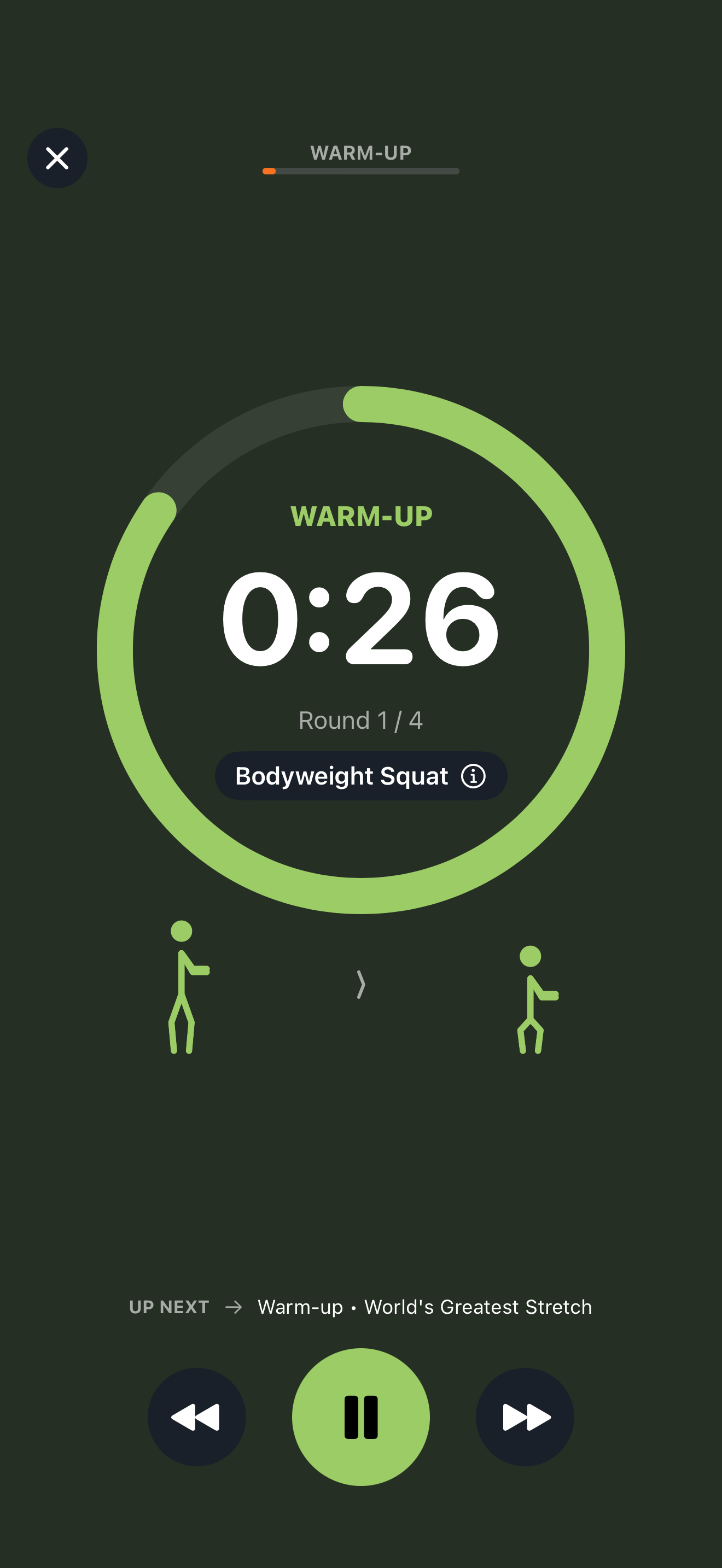 Workout timer with exercise animation